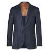 Navy Slim-Fit Unstructured Chalk-Striped Wool Jacket