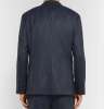 Navy Slim-Fit Unstructured Chalk-Striped Wool Jacket