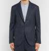 Navy Slim-Fit Unstructured Chalk-Striped Wool Jacket