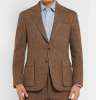 Tan Slim-Fit Herringbone Wool Jacket