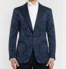 Navy Gregory Slim-Fit Cotton and Silk-Blend Jacquard Tuxedo Jacket