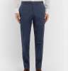 Navy Slim-Fit Cotton-Blend Trousers