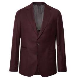 Burgundy Slim-Fit Wool and Cashmere-Blend Jacket