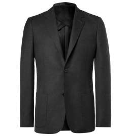 Grey Unstructured Worsted Wool Jacket
